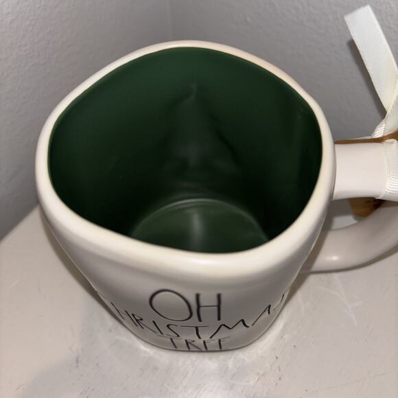 Rae Dunn Oh Christmas Tree Coffee Mug Double Sided With Christmas Tree Burlap - Picture 3 of 3